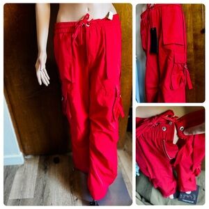 VBRT Bright Red Cargo Pants – Size Large (Brand New with Tags) y2k